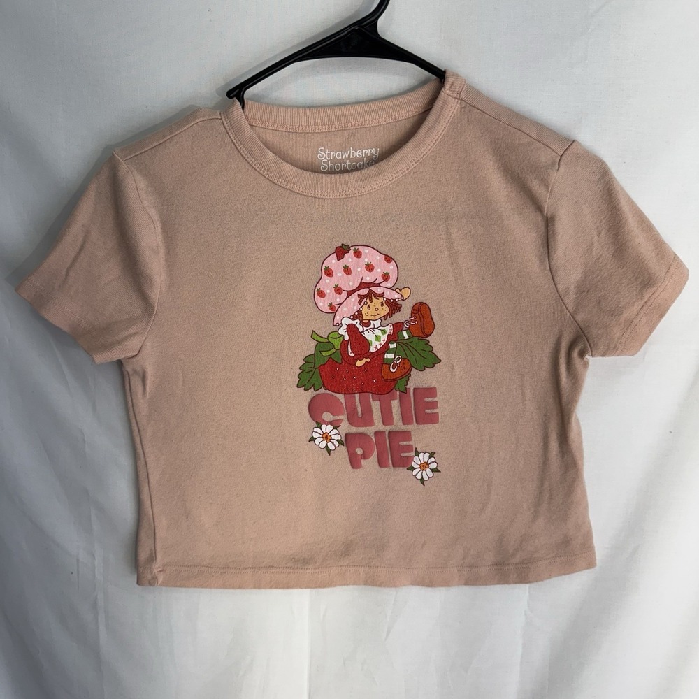 Strawberry Shortcake T-Shirt Cropped Women X-Small Graphic Print Logo‎ Pink
